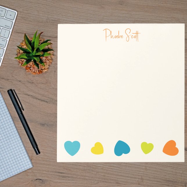 Stylish Cute Trendy Girly Simple Hearts Notepad  Notizblock (Von Creator hochgeladen)