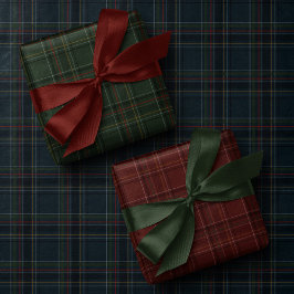 Stylish dark rich plaid Christmas holiday Geschenkpapier Set