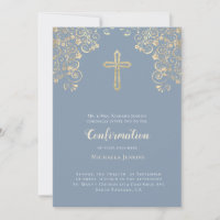 Stylish Dusty Blue Gold Bible Verse Bestätigung