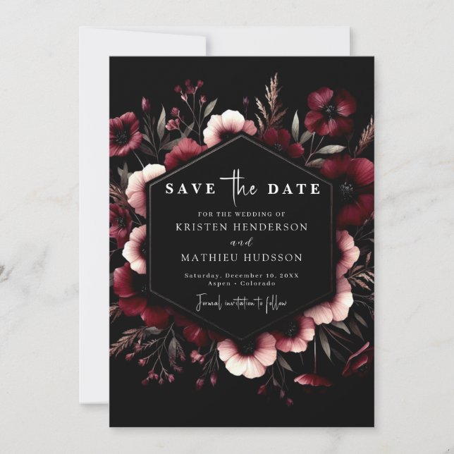 Stylish Earthy Burgundy Wedding Save The Date (Vorderseite)