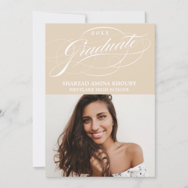 STYLISH ELEGANT SCRIPT 2 GRADUATE PARTY EINLADUNG (Vorderseite)
