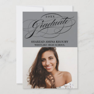 STYLISH ELEGANT SCRIPT 2 GRADUATE PARTY EINLADUNG