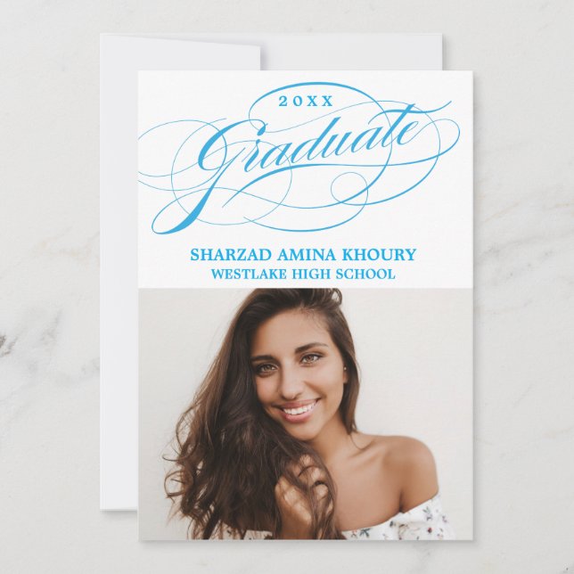 STYLISH ELEGANT SCRIPT 2 GRADUATE PARTY EINLADUNG (Vorderseite)