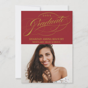 STYLISH ELEGANT SCRIPT 2 GRADUATE PARTY EINLADUNG