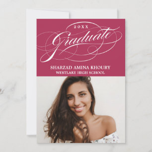 STYLISH ELEGANT SCRIPT 2 GRADUATE PARTY EINLADUNG