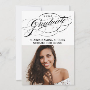 STYLISH ELEGANT SCRIPT 2 GRADUATE PARTY EINLADUNG