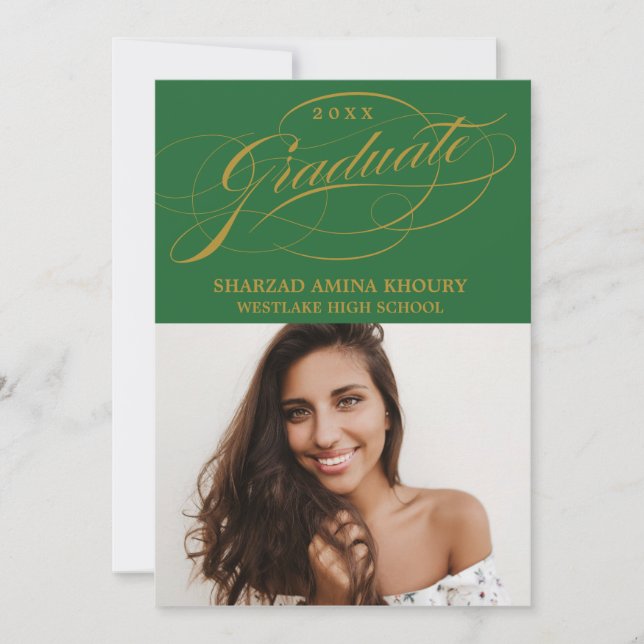 STYLISH ELEGANT SCRIPT 2 GRADUATE PARTY EINLADUNG (Vorderseite)