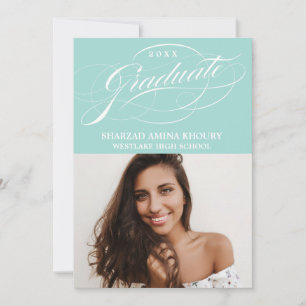 STYLISH ELEGANT SCRIPT 2 GRADUATE PARTY EINLADUNG