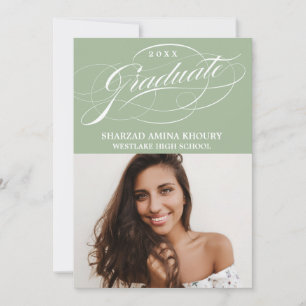 STYLISH ELEGANT SCRIPT 2 GRADUATE PARTY EINLADUNG