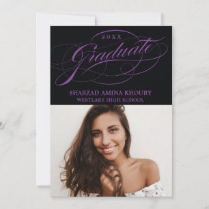 STYLISH ELEGANT SCRIPT 2 GRADUATE PARTY EINLADUNG