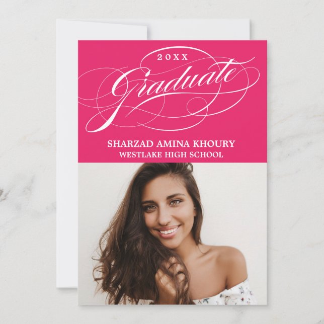 STYLISH ELEGANT SCRIPT 2 GRADUATE PARTY EINLADUNG (Vorderseite)
