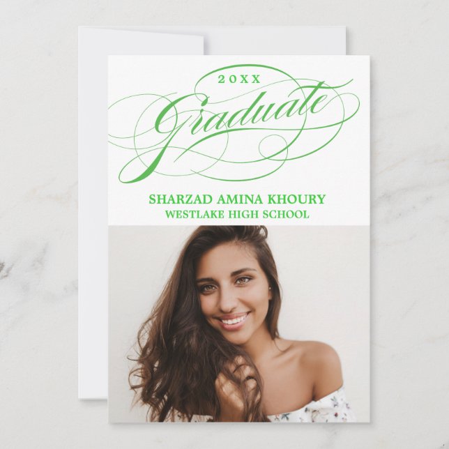 STYLISH ELEGANT SCRIPT 2 GRADUATE PARTY EINLADUNG (Vorderseite)