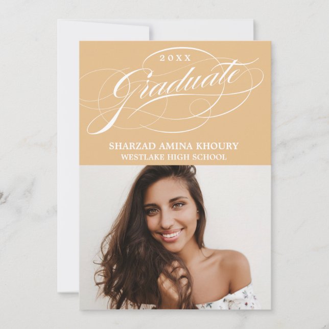 STYLISH ELEGANT SCRIPT 2 GRADUATE PARTY EINLADUNG (Vorderseite)