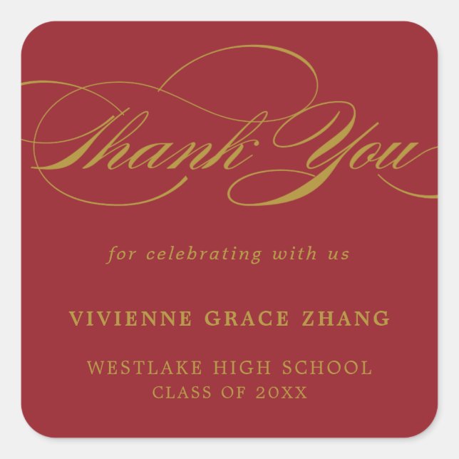 STYLISH ELEGANT SCRIPT DANK IHNEN STICKER (Vorderseite)