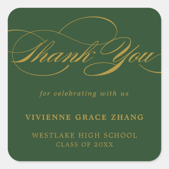 STYLISH ELEGANT SCRIPT DANK IHNEN STICKER (Vorderseite)