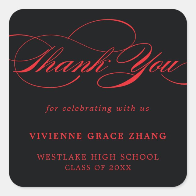 STYLISH ELEGANT SCRIPT DANK IHNEN STICKER (Vorderseite)