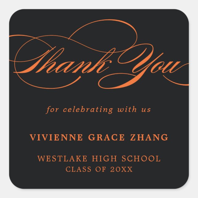 STYLISH ELEGANT SCRIPT DANK IHNEN STICKER (Vorderseite)