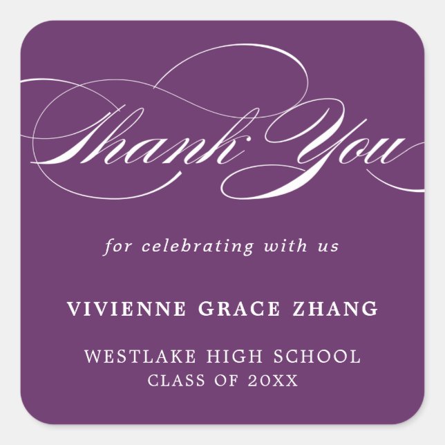 STYLISH ELEGANT SCRIPT DANK IHNEN STICKER (Vorderseite)