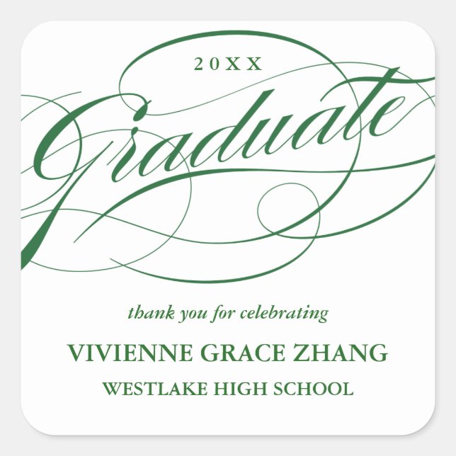 STYLISH ELEGANT SCRIPT GRADUATE DANK IHNEN STICKER (Vorderseite)