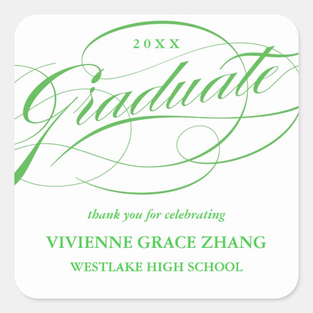 STYLISH ELEGANT SCRIPT GRADUATE DANK IHNEN STICKER (Vorderseite)
