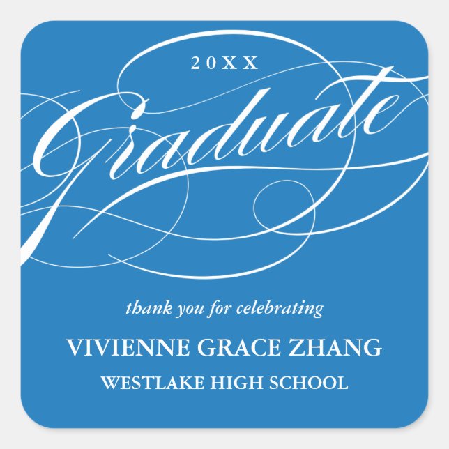 STYLISH ELEGANT SCRIPT GRADUATE DANK IHNEN STICKER (Vorderseite)