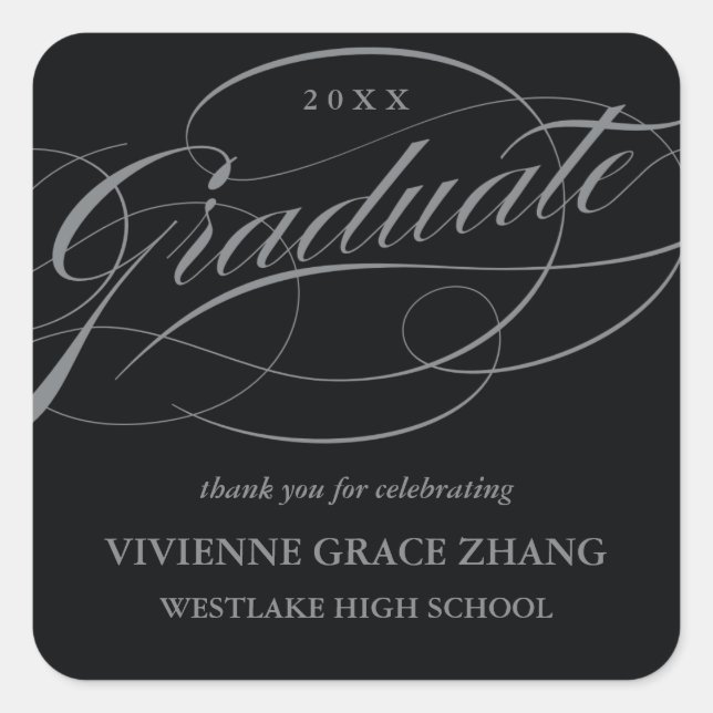 STYLISH ELEGANT SCRIPT GRADUATE DANK IHNEN STICKER (Vorderseite)