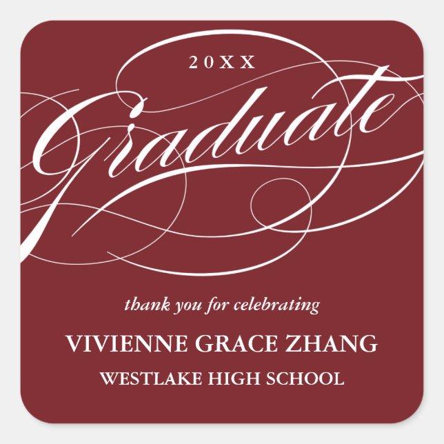 STYLISH ELEGANT SCRIPT GRADUATE DANK IHNEN STICKER (Vorderseite)