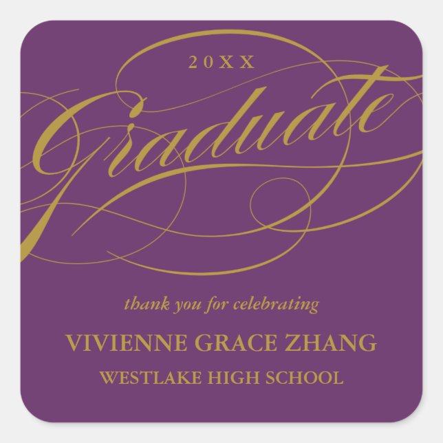 STYLISH ELEGANT SCRIPT GRADUATE DANK IHNEN STICKER (Vorderseite)