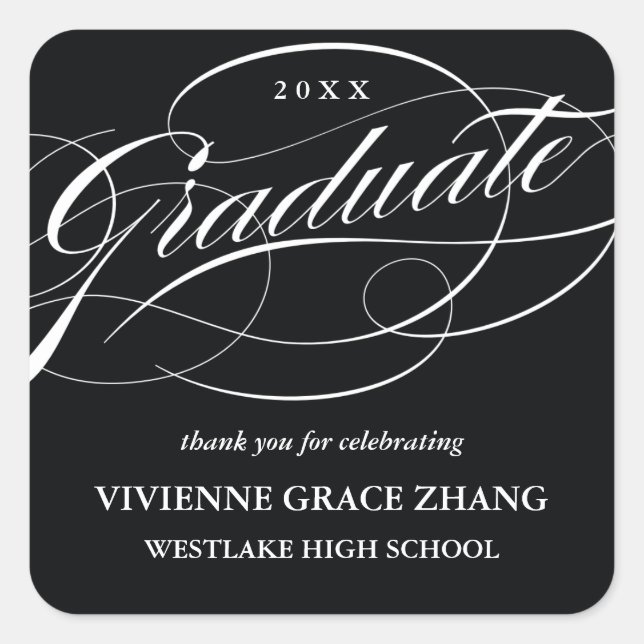 STYLISH ELEGANT SCRIPT GRADUATE DANK IHNEN STICKER (Vorderseite)