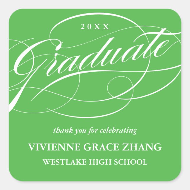 STYLISH ELEGANT SCRIPT GRADUATE DANK IHNEN STICKER (Vorderseite)