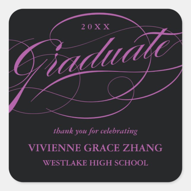 STYLISH ELEGANT SCRIPT GRADUATE DANK IHNEN STICKER (Vorderseite)