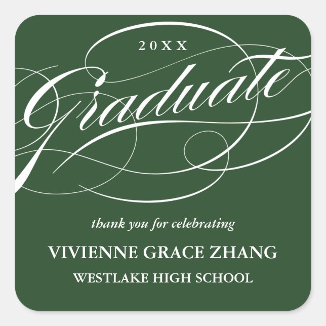 STYLISH ELEGANT SCRIPT GRADUATE DANK IHNEN STICKER (Vorderseite)