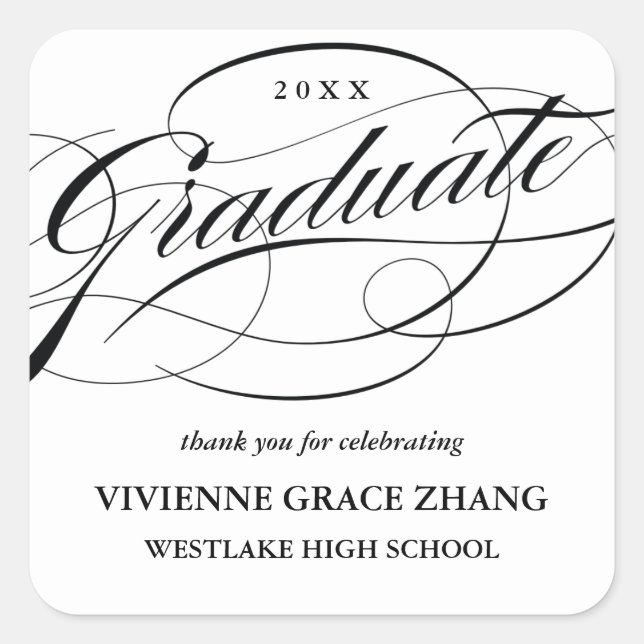 STYLISH ELEGANT SCRIPT GRADUATE DANK IHNEN STICKER (Vorderseite)