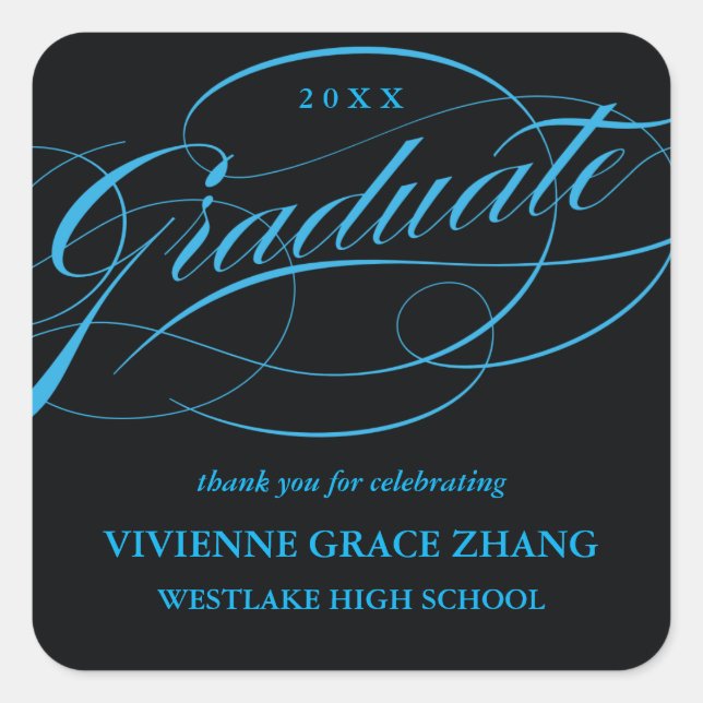 STYLISH ELEGANT SCRIPT GRADUATE DANK IHNEN STICKER (Vorderseite)