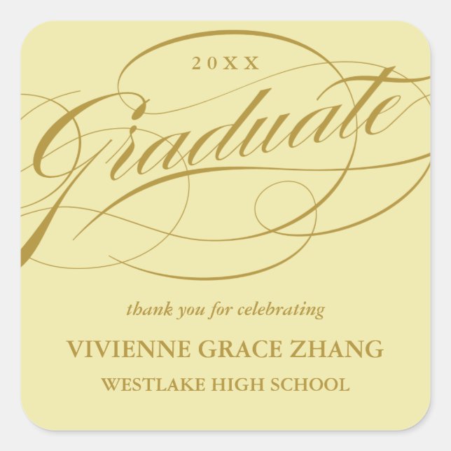 STYLISH ELEGANT SCRIPT GRADUATE DANK IHNEN STICKER (Vorderseite)