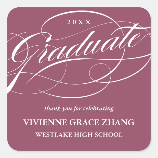 STYLISH ELEGANT SCRIPT GRADUATE DANK IHNEN STICKER (Vorderseite)