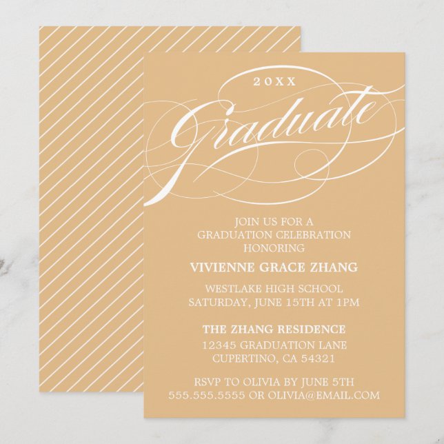 STYLISH ELEGANT SCRIPT GRADUATE PARTY EINLADUNG (Vorne/Hinten)