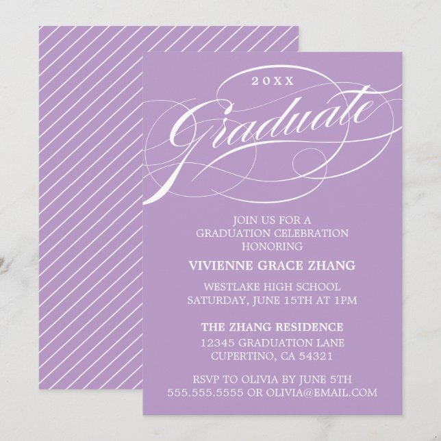 STYLISH ELEGANT SCRIPT GRADUATE PARTY EINLADUNG (Vorne/Hinten)