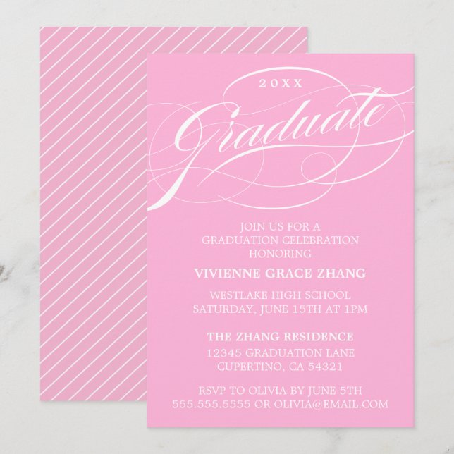 STYLISH ELEGANT SCRIPT GRADUATE PARTY EINLADUNG (Vorne/Hinten)
