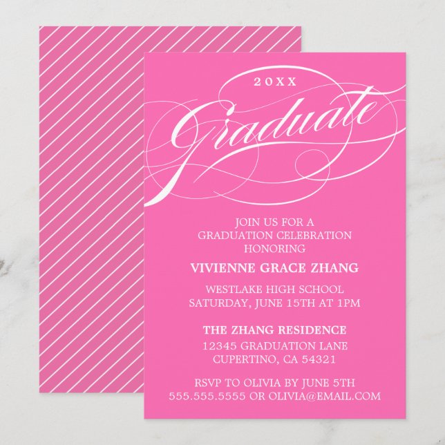 STYLISH ELEGANT SCRIPT GRADUATE PARTY EINLADUNG (Vorne/Hinten)
