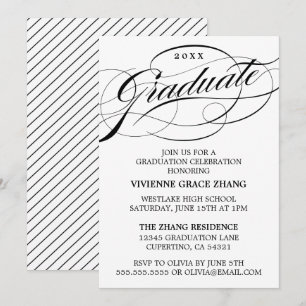 STYLISH ELEGANT SCRIPT GRADUATE PARTY EINLADUNG