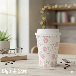 Stylish Eye Focus Floral Pattern Celebration Pappbecher