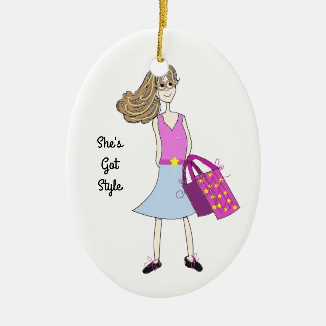 Stylish Fashion Girl Keramikornament (Vorne)