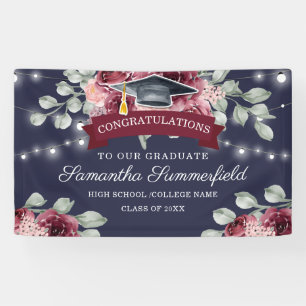 Stylish Floral Navy Class von 2022 Abschluss Banner