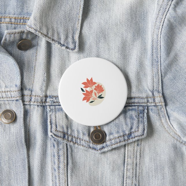 Stylish Floral White Custom Round Button for Event (Beispiel)