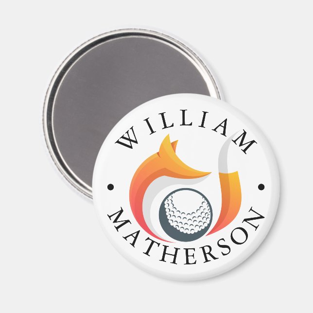 Stylish Fox Custom Name Golf Ball Marker Magnet (Vorderseite/Rückseite)