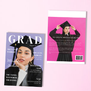 Stylish Fun Modern 2025 Abschluss Magazine Einladung
