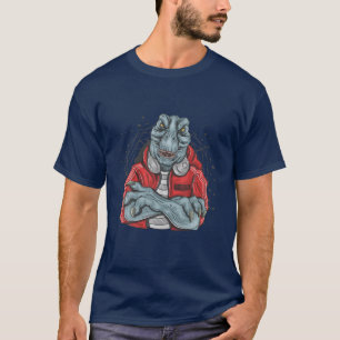 Stylish Funny T-Rex Dinosaur DJ T-Shirt