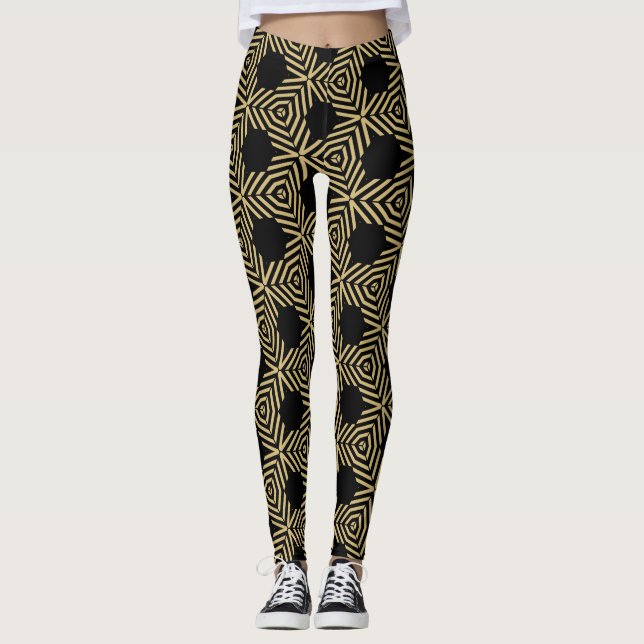 Stylish geometric black and yellow leggings (Devant)
