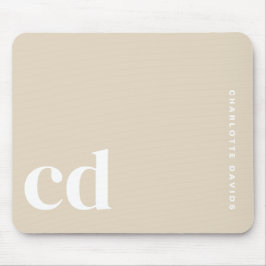 Stylish Girly Beige Monogram Initial Mousepad